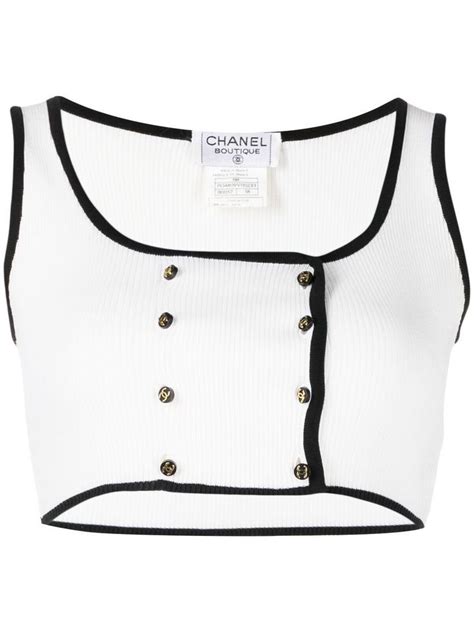 chanel white crop top|chanel tank tops for sale.